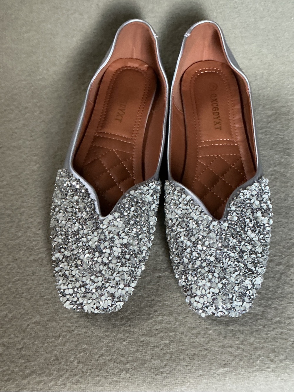 Embellished Silver Slip-On Loafers for Women